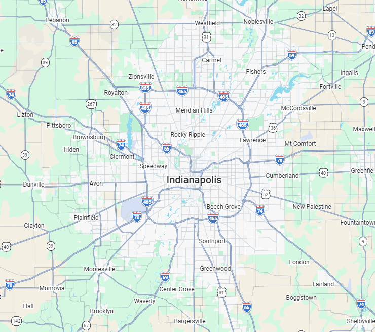 Map of our service area: Indianapolis and the surrounding areas